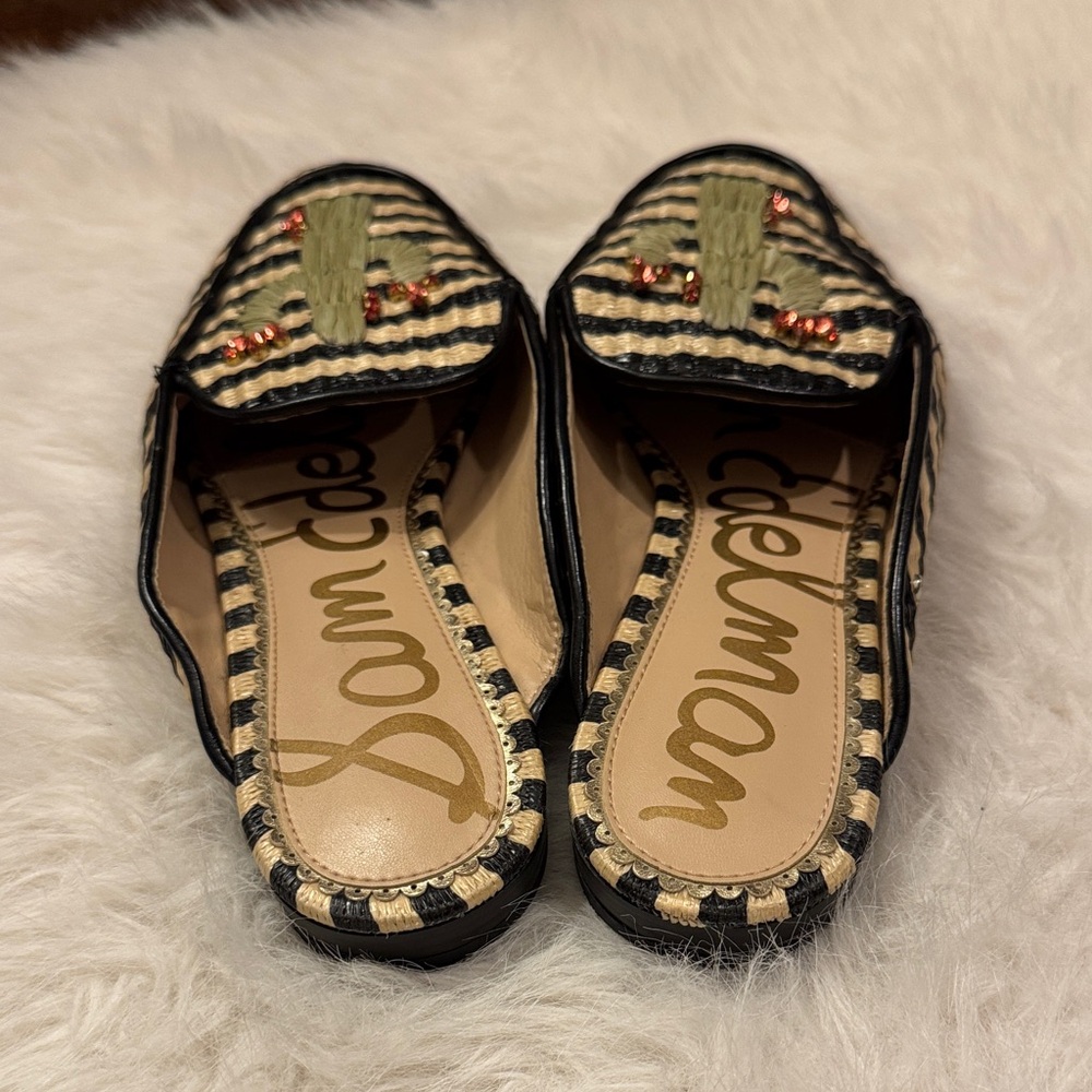 Sam Edelman Women Jillian Embroidered Mule Loafers 2000’s Size 8 1/2 pre-owned - Picture 4 of 9
